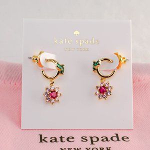 Kate Spade New Bloom Flower Huggies Earrings (with Dust Bag) NEW